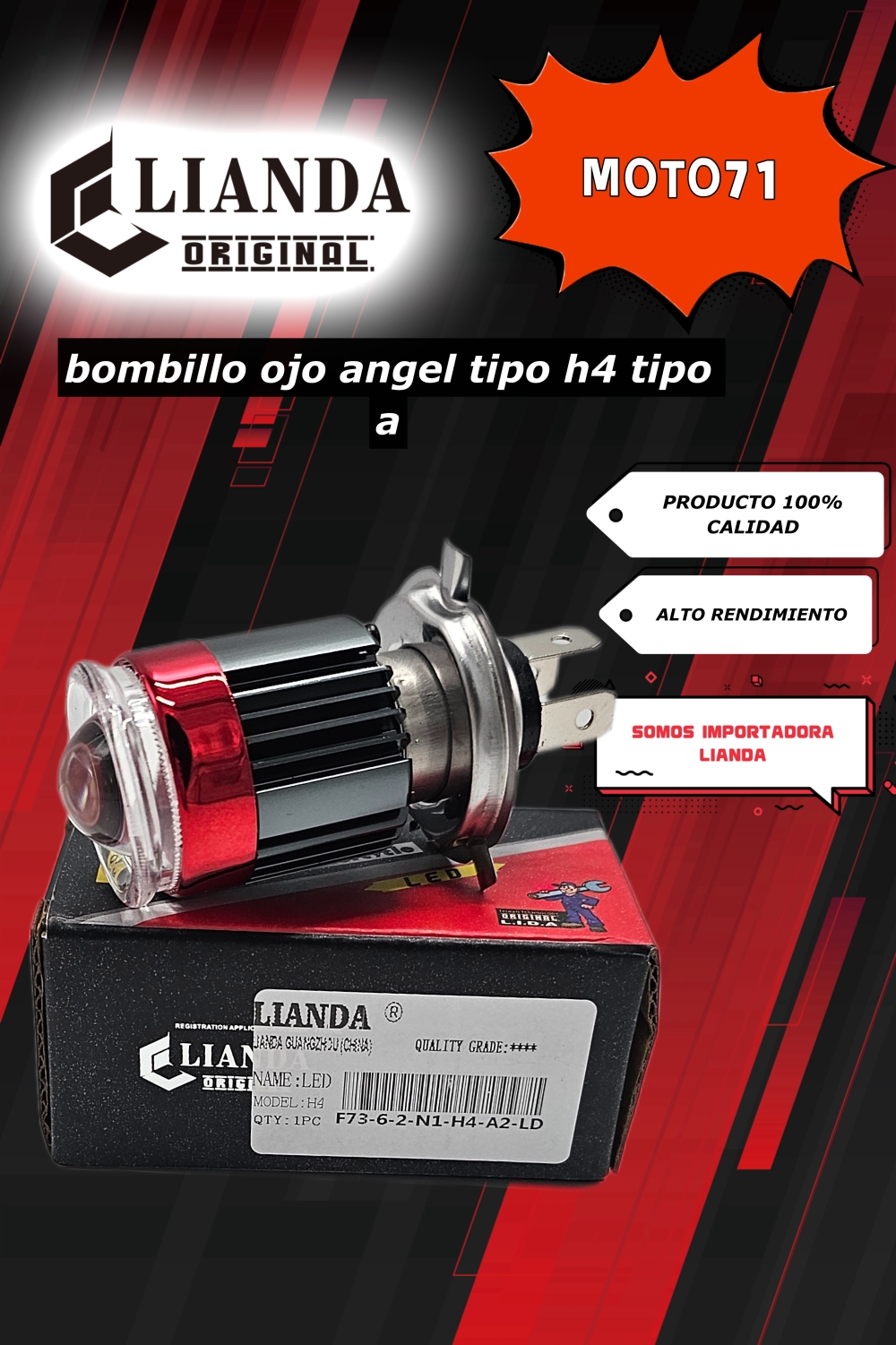 repuesto de moto MOTO71 — BOMBILLO-FARO-LED-OJO-ANGEL-TIPO-H4-TIPO-A