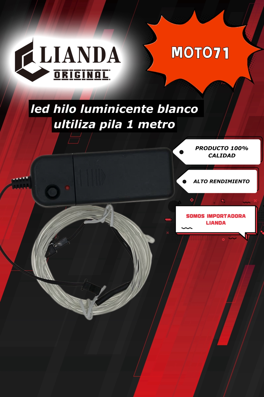 repuesto de moto MOTO71 — LED-HILO-LUMINISCENTEBLANCOUTILIZA-PILA-AA-2METRO