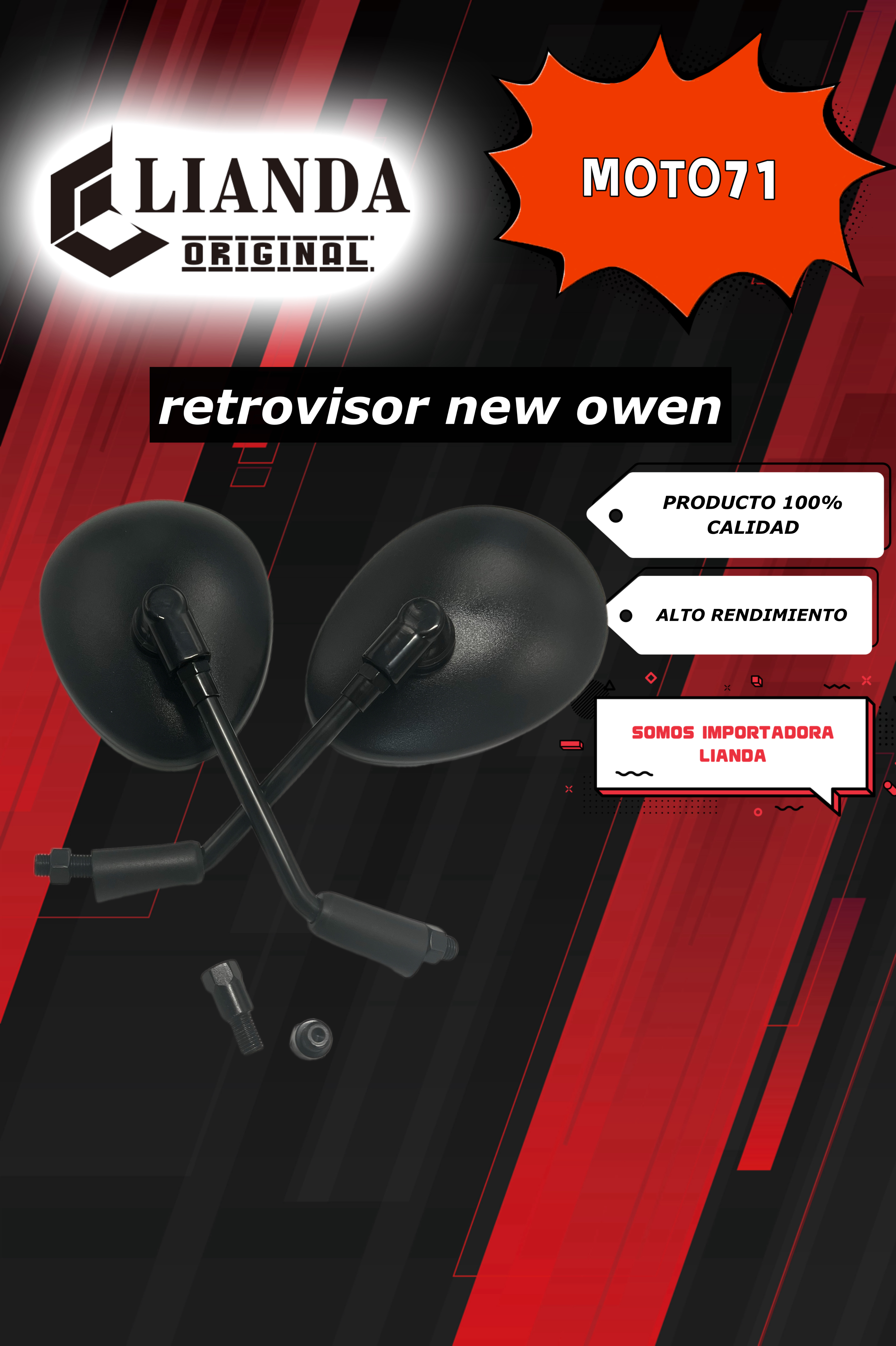 repuesto de moto MOTO71 — retrovisor new owen 