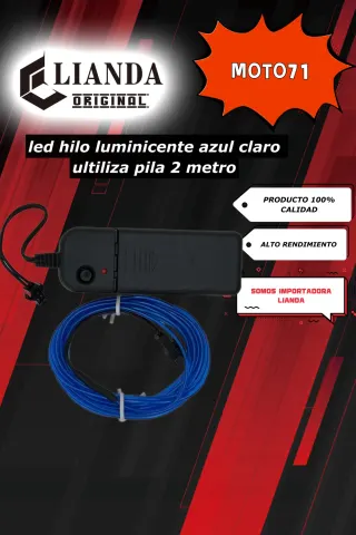 repuesto de moto MOTO71 — LED-HILO-LUMINISCENTEAZUL-CLAROUTILIZA-PILA-AA-2METRO
