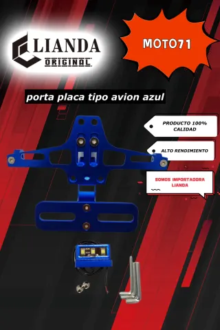 repuesto de moto MOTO71 — PORTA-PLACA-TIPO-AVION-UNIVERSAL-AZUL